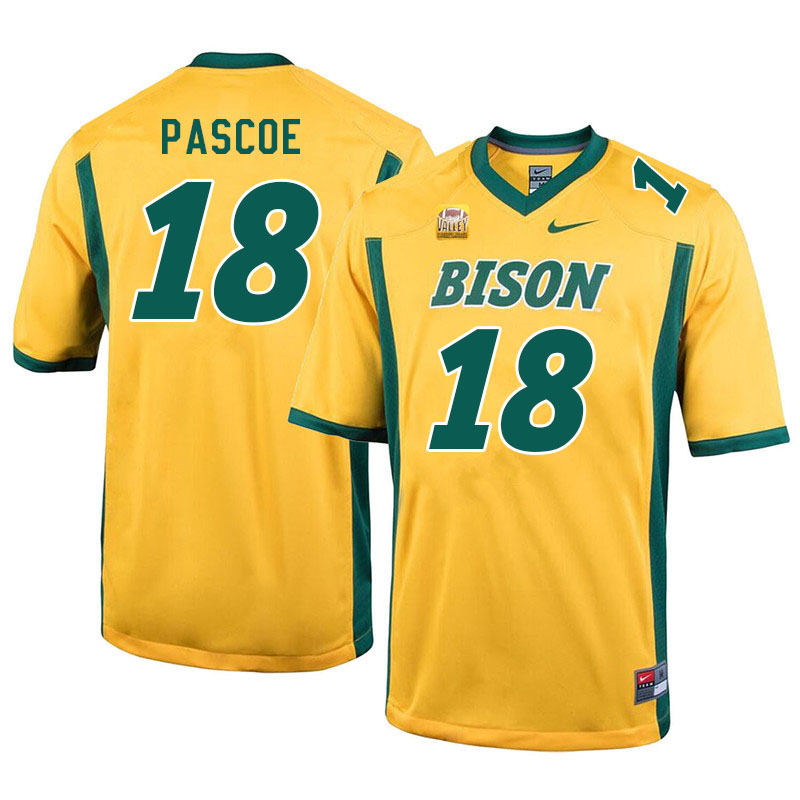 Men #18 Britton Pascoe North Dakota State Bison College Football Jerseys Sale-Yellow - Click Image to Close
